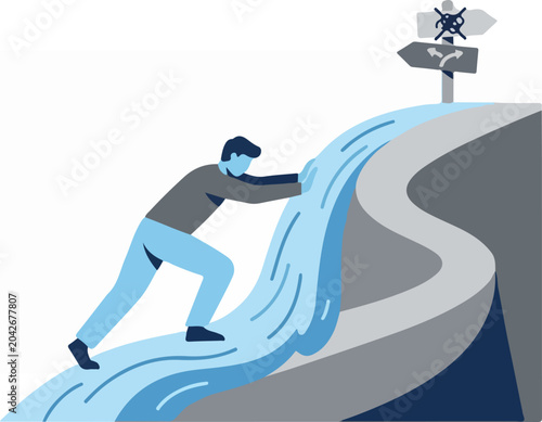 Man holding back water flow.