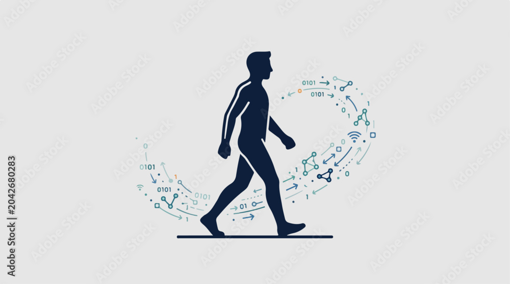 Fototapeta premium Man walking in a circle.