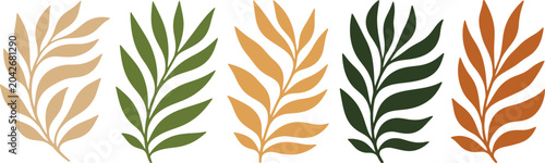Earthy Botanical Leaf Vectors | Minimalist Boho Plant Clipart. Simple Aesthetic Leaf Silhouette Graphics for Organic Branding
