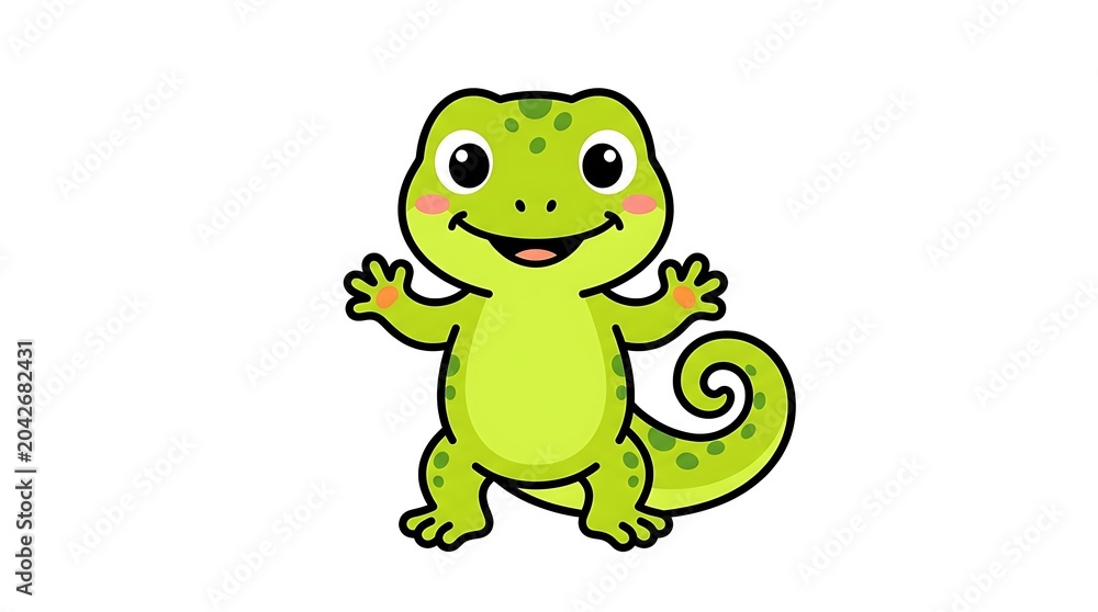 Obraz premium Cartoon yellow smiling character with curly tail.