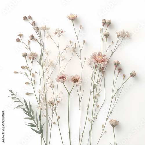 Delicate Wildflower Bouquet with Soft Botanical Illustration