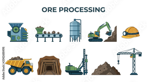 Photos Industrial machinery and equipment used in mining and ore processing