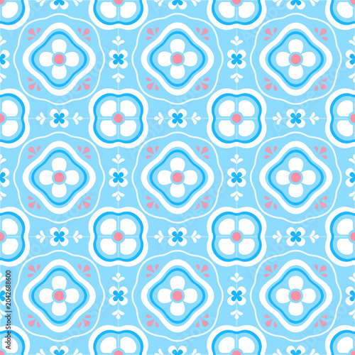 Cute Vintage Ceramic Tile Seamless Pattern