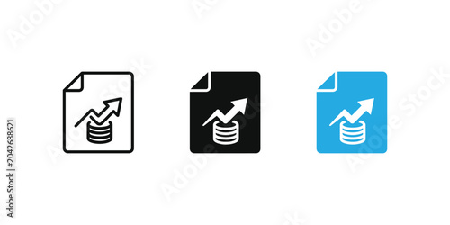 Financial growth icons, Money and chart on document.  Vector illustration