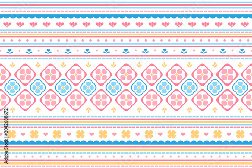 Pastel Floral Stripe Seamless Pattern Background