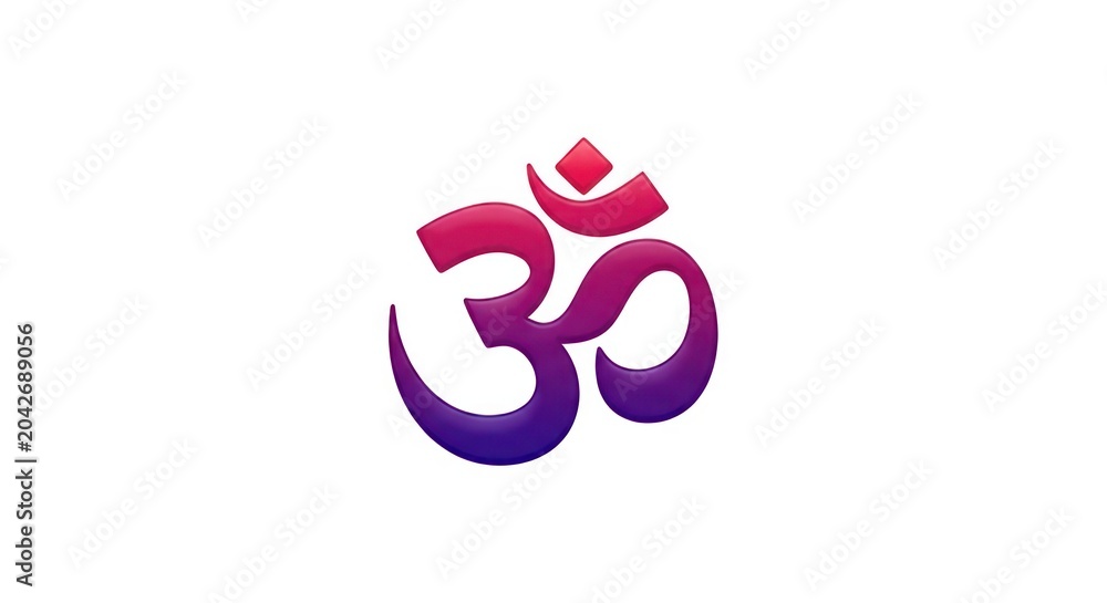 Fototapeta premium Glossy pink and purple om symbol on white background