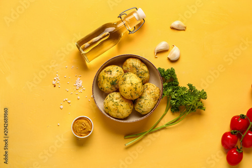 Plate of boiled baby potato...