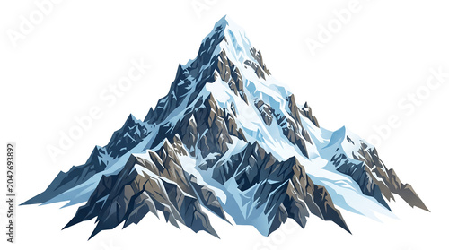 Majestic snow-capped mountain peak transparent background