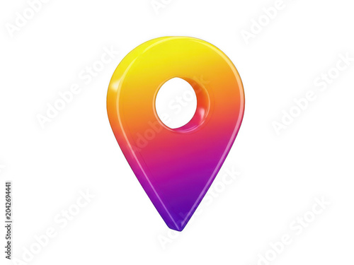 Colorful location pin icon with gradient background isolated transparent background Png.