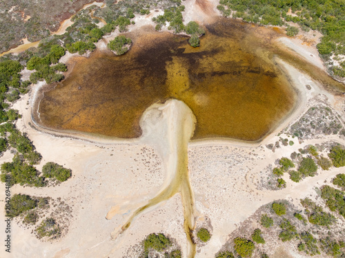 Water draining into a brackish waterhole in coastal wetlands