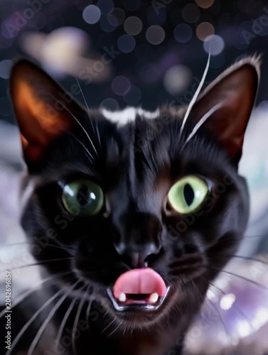 A black cat traveling to a mysterious planet　不思議な惑星を旅する黒猫