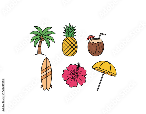 Summer vacation icons