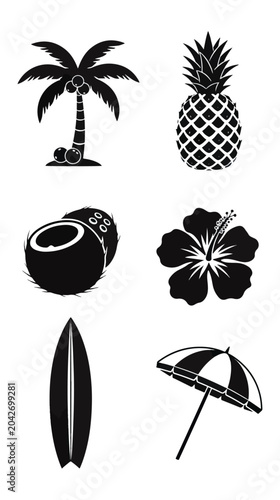Tropical icons silhouette design