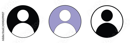 User icon featuring minimal profile avatar with circle account symbol for interface design, contact management, and login system concepts