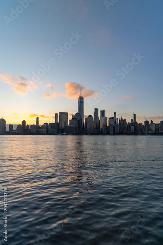 Manhattan Skyline at sunset over New York City