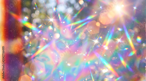 Colorful abstract image with radiant light burst and sparkling elements
