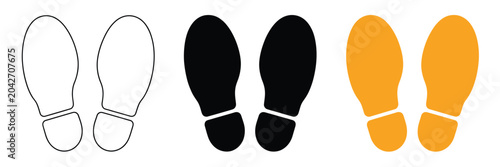 Bild auf Leinwand Footsteps icons colorful set social distancing stand here queue waiting vector i