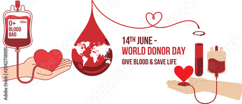 Blood Donation Global Awareness Campaign Poster Encouraging Humanitarian Support and Voluntary Donor Participation Worldwide