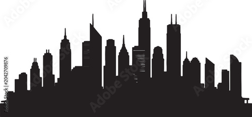 Photos Urban city skyline silhouette with skyscrapers and tall buildings representing m