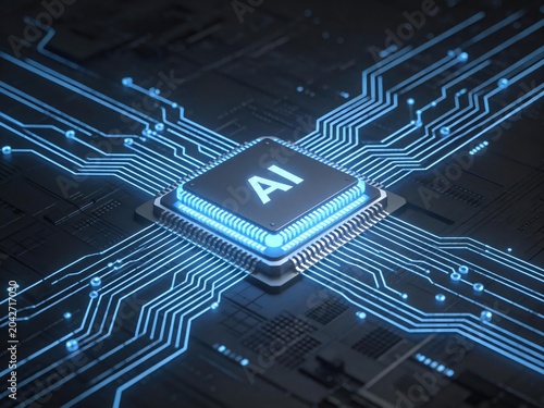 Luminous AI chip processor technology concept
