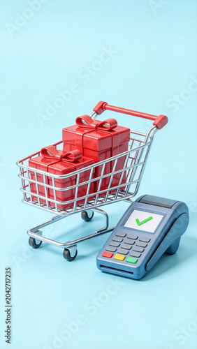 Online consumption shopping, POS machines and shopping carts

