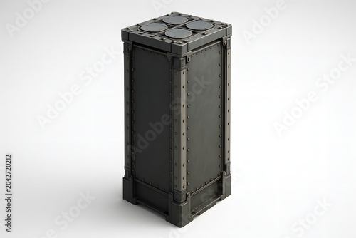 Modern Vertical Launch System (VLS) Missile Canister Module – Industrial Defense Engineering on White Background