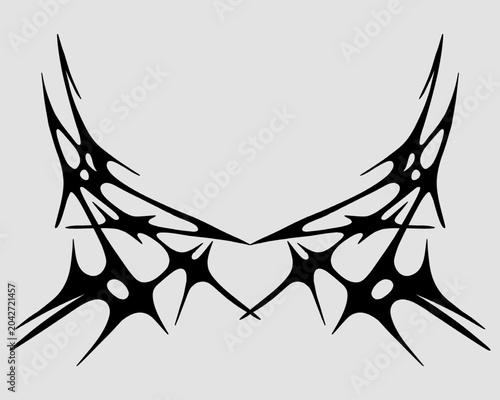 Foto A hand drawn simmetrical tribal element t shirt design featuring sharp abstract shapes