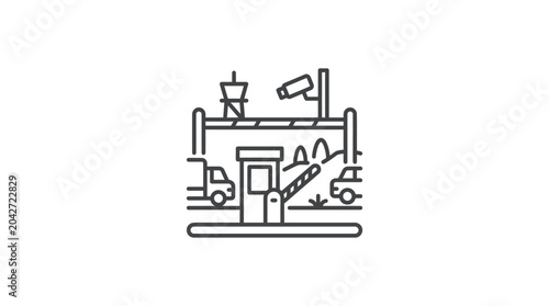 Foto Security checkpoint border crossing station line icon.