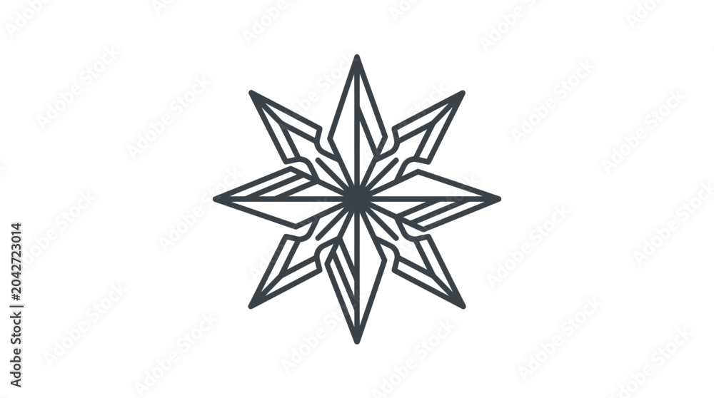 Obraz premium Stylized multi-pointed ninja star weapon line art.
