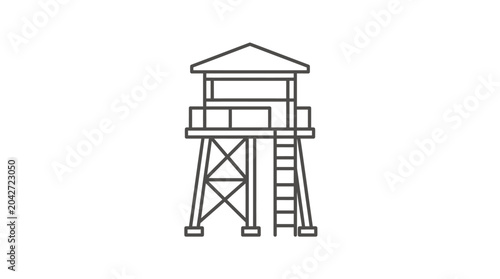 Military observation watchtower line art icon.
