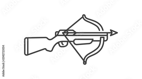 Foto Traditional medieval crossbow weapon line art icon.