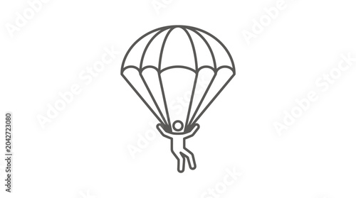 Cuadro en lienzo Military paratrooper descending with parachute line art.