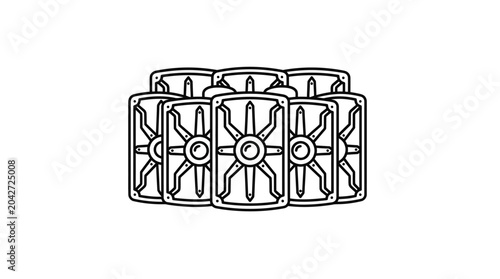 Konstfotografi Roman legionary shields in testudo formation line art.
