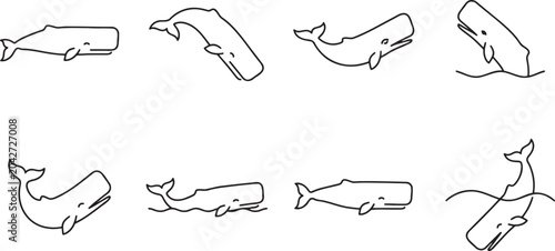 Fotografía Set of whales swimming in the ocean