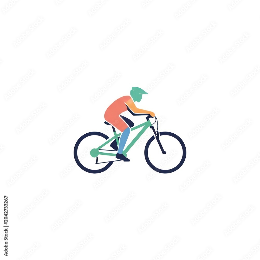 Naklejka premium Action depiction of a mountain biker riding fast