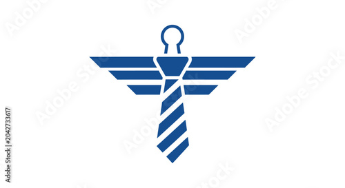 Quadro em tela Blue winged necktie with keyhole top icon.