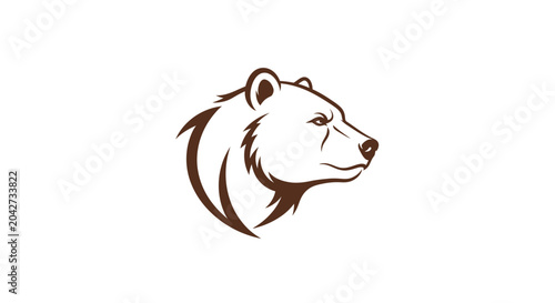 Fotografie Brown grizzly bear head logo in profile view.