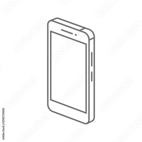 Isometric perspective line art of a mobile smartphone