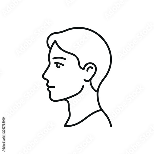 Minimalist line art of human male side profile.