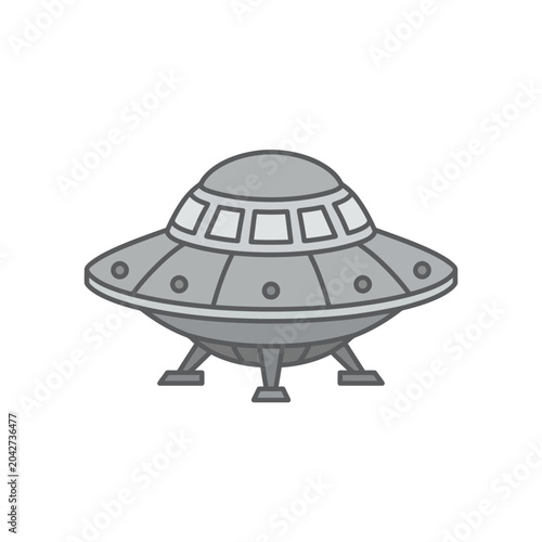 Cuadro en lienzo Futuristic alien spacecraft unidentified flying object grey icon.