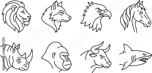 Photography Mixed animal head and portrait set