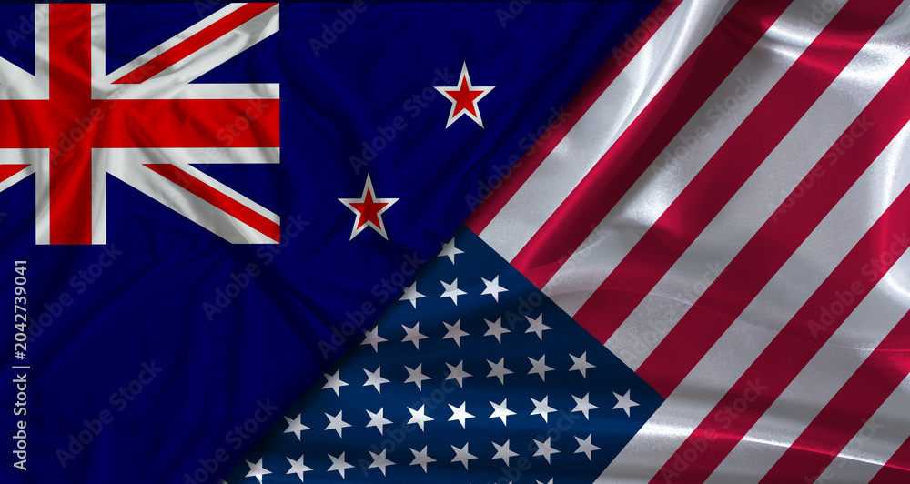Obraz premium Bilateral relations between New Zealand and the United States. Diplomatic relations between the United States and New Zealand