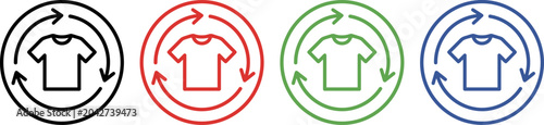 Foto T shirt recycling icons in different colors  reuse and recycle symbol