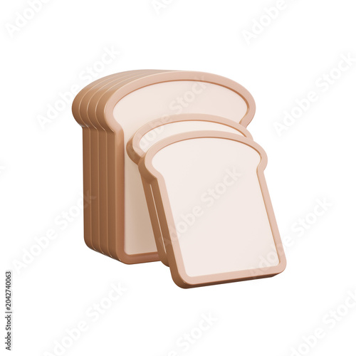 Bread Loaf & Slices 3d render icons