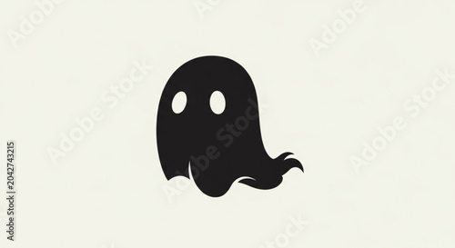 Konstfotografi Spooky Black Ghost Silhouette with Claw Detail on Cream Background