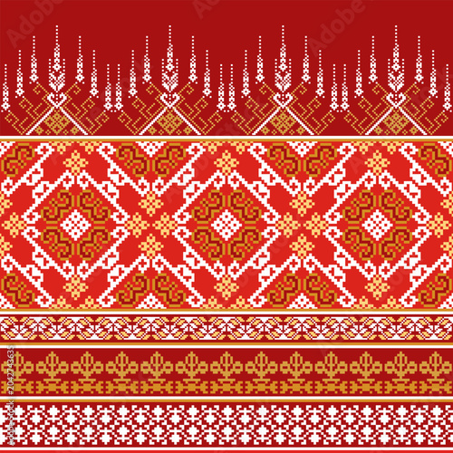 Traditional Thai Fabric Pattern Seamless Background
