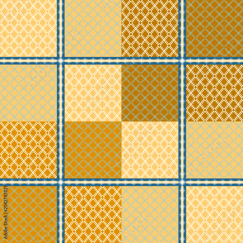 Seamless Quilted Patchwork Pattern in Gold and Beige