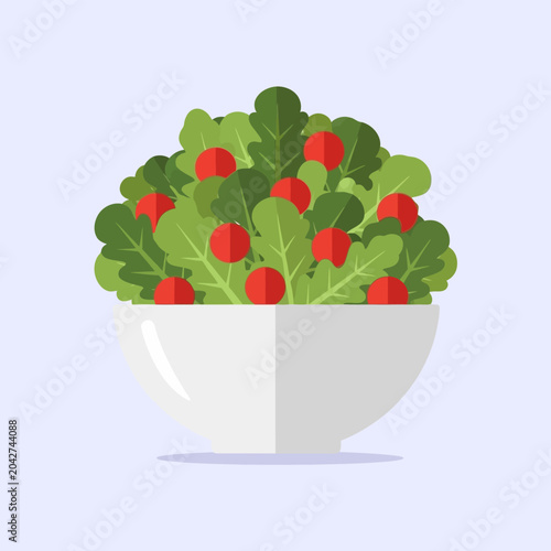 Fresh Salad Bowl with Cherry Tomatoes and Greens