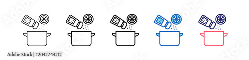 Seasoning Icon In 5 Different Styles Set Collection.   