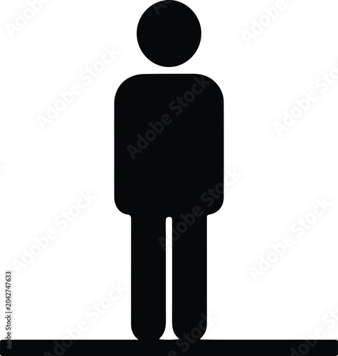 Silhouette vector person icon standing on a horizontal line design